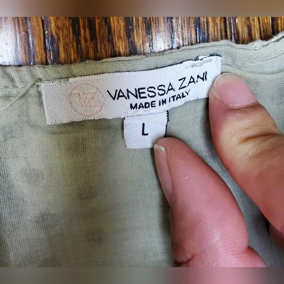 Vanessa Zani 100% Cotton Eyelet Slight Ruffle Hem Lined Shift Mini Dress Sz L - Picture 5 of 6